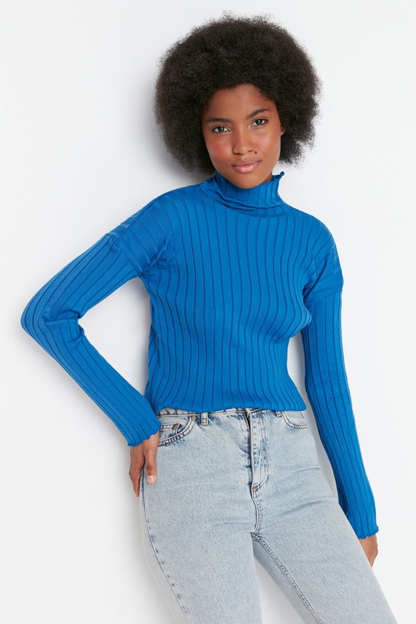 Trendyol Trendyol Blue Padded Stand Up Knitwear Sweater