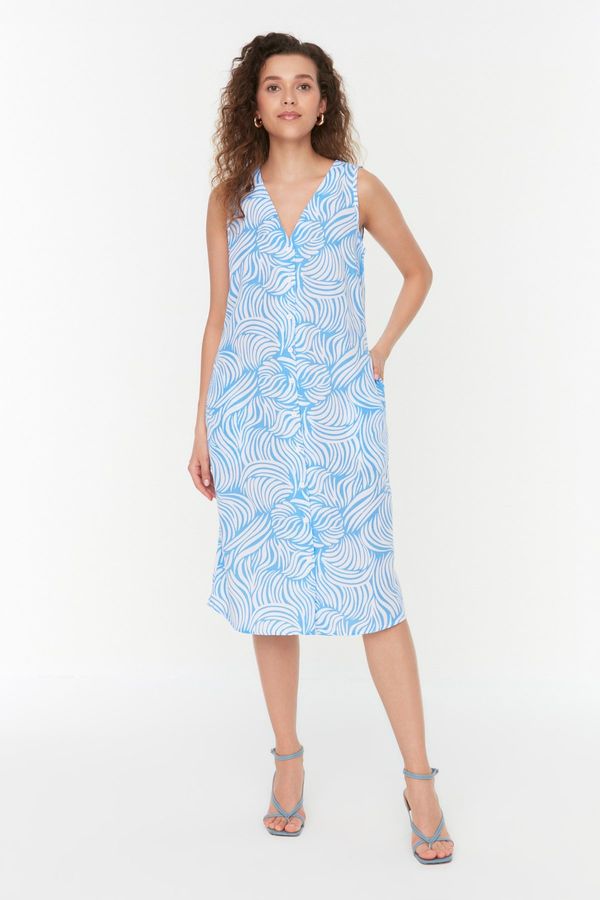 Trendyol Trendyol Blue Patterned Shirt Dress