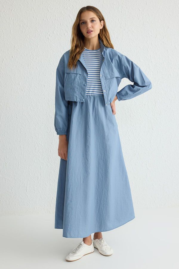 Trendyol Trendyol Blue Regular Parachute Plain Weave Hijab Upper-Lower Team