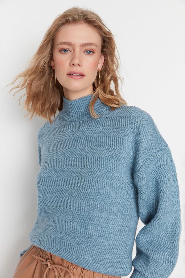 Trendyol Trendyol Blue Soft Textured Basic Knitwear Sweater