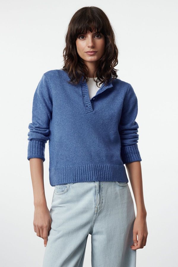 Trendyol Trendyol Blue Soft Textured Basic Knitwear Sweater