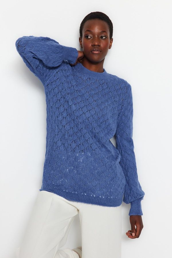 Trendyol Trendyol Blue Soft Textured Openwork/Perforated Knitwear Sweater