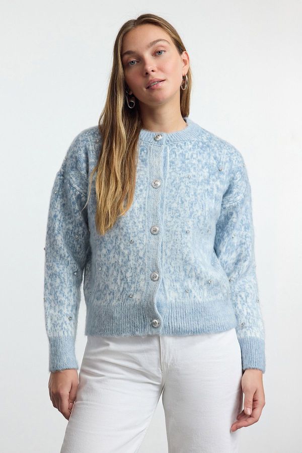 Trendyol Trendyol Blue Soft Textured Patterned Knitwear Cardigan