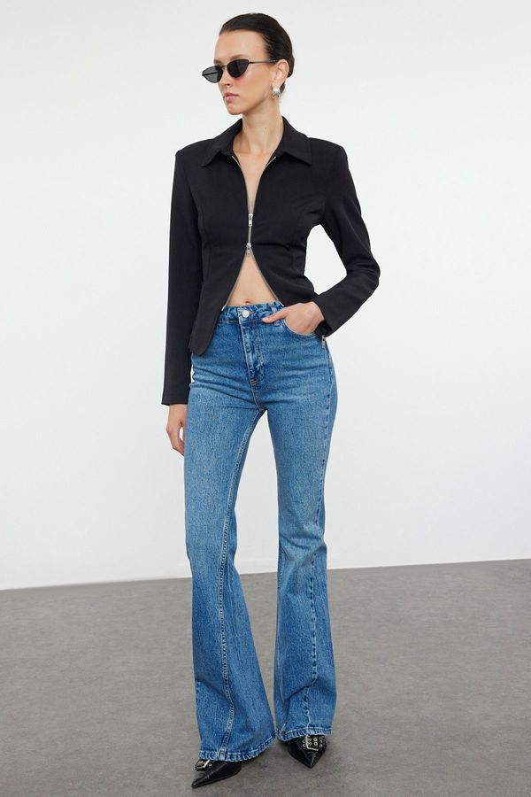 Trendyol Trendyol Blue Stitching Detailed Normal Waist Flare Jeans