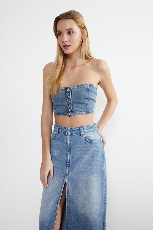 Trendyol Trendyol Blue Strapless Denim Bustier