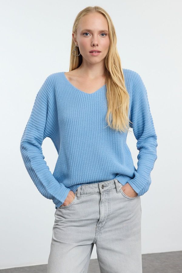 Trendyol Trendyol Blue Wide Fit Basic Knitwear Sweater