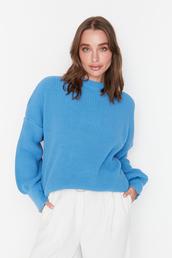 Trendyol Trendyol Blue Wide Fit Crew Neck Knitwear Sweater
