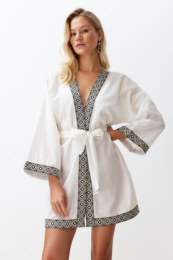 Trendyol Trendyol Bridal Black Belted Mini Woven Kimono & Kaftan