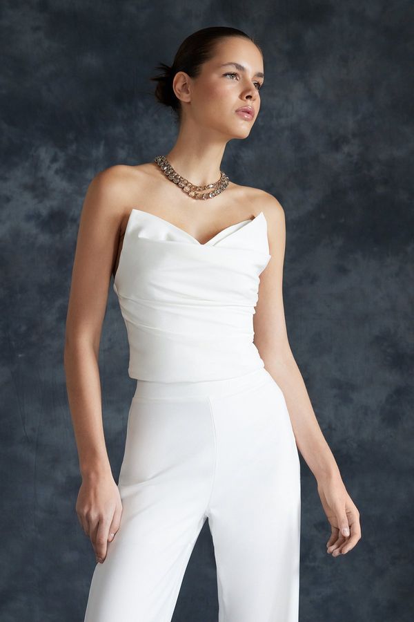 Trendyol Trendyol Bridal White Crop Woven Bustier