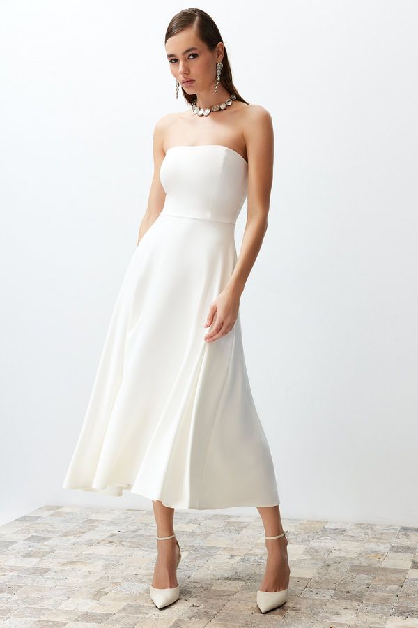 Trendyol Trendyol Bridal White Waist Opening/Skater Wedding/Nikah Long Evening Dress