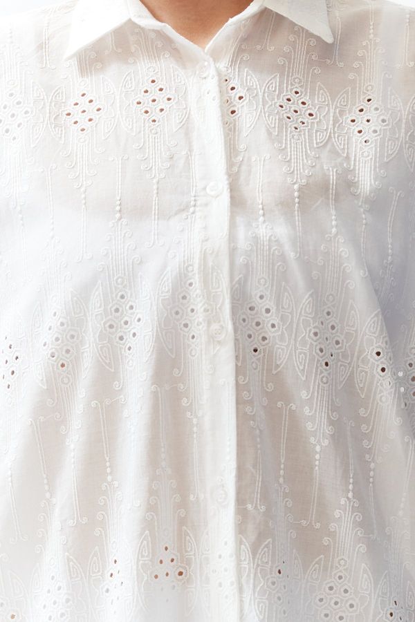 Trendyol Trendyol Bridal White Woven Embroidered 100% Cotton Shirt