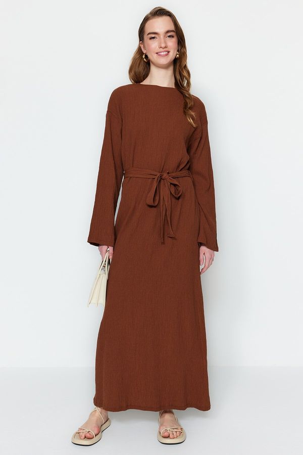 Trendyol Trendyol Brown Belted Woven Dress