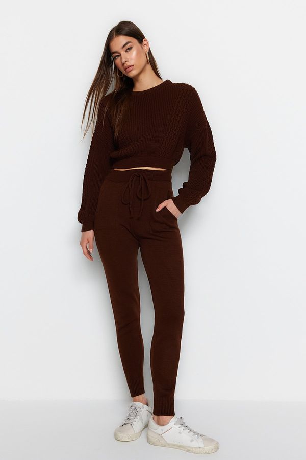 Trendyol Trendyol Brown Crop Crew Neck Knitwear Top-Upper Suit