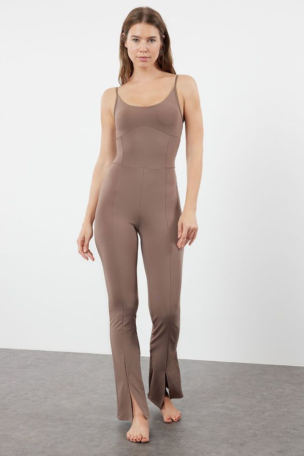 Trendyol Trendyol Brown Extra Stabilizing Adjustable Strap Support Knitted Sports Jumpsuit