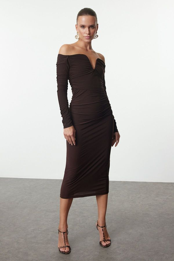 Trendyol Trendyol Brown Fitted Knitted Dress