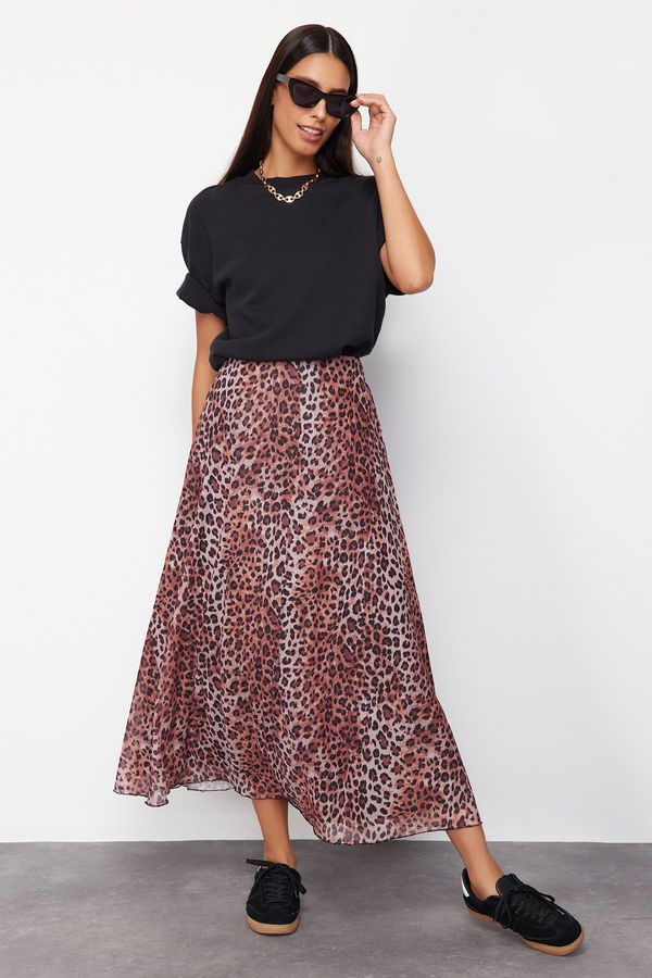 Trendyol Trendyol Brown Leopard Patterned Woven Skirt