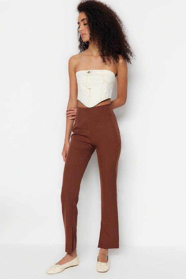 Trendyol Trendyol Brown Petite Woven High Waist Trousers