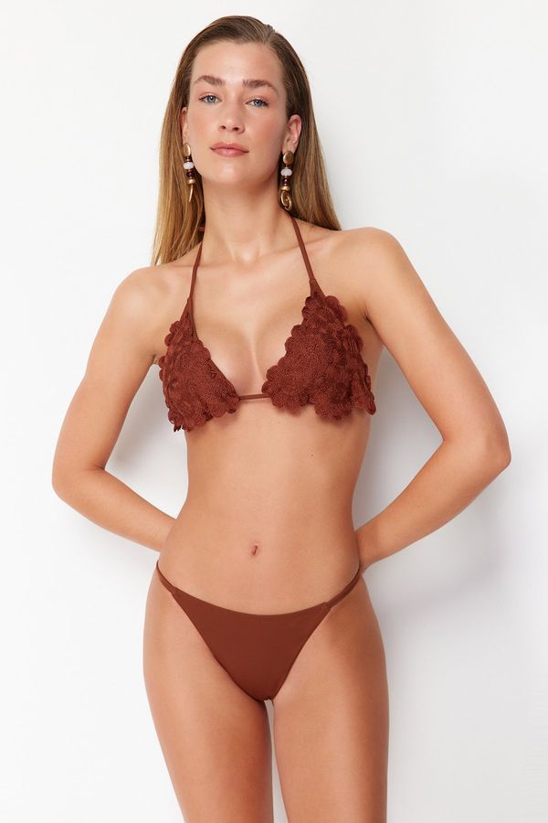 Trendyol Trendyol Brown Piping Brazilian Bikini Bottom