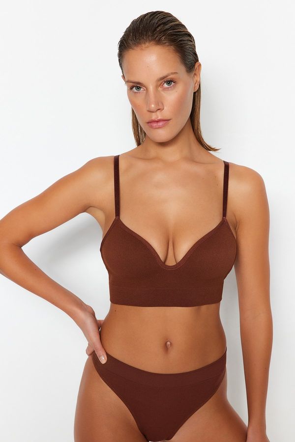 Trendyol Trendyol Brown Seamless/Seamless Covered Knitted Bra