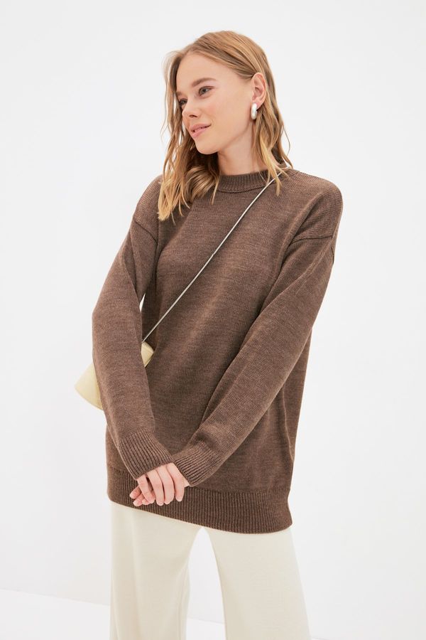 Trendyol Trendyol Brown Stand-Up Collar Knitwear Sweater