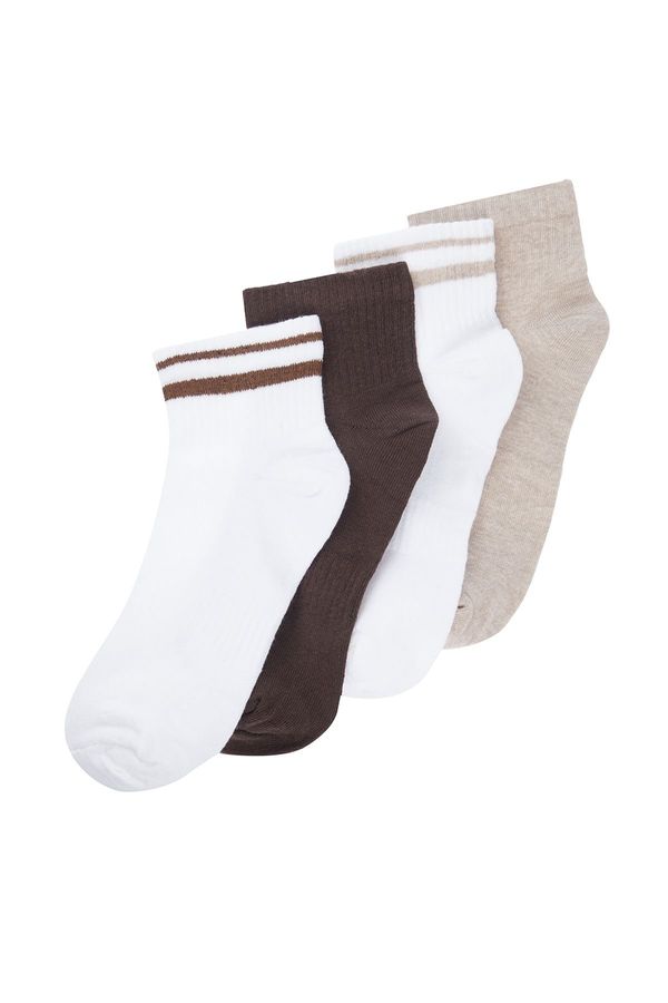Trendyol Trendyol Brown Unisex 4-Pack Striped Booties Cotton New Socks