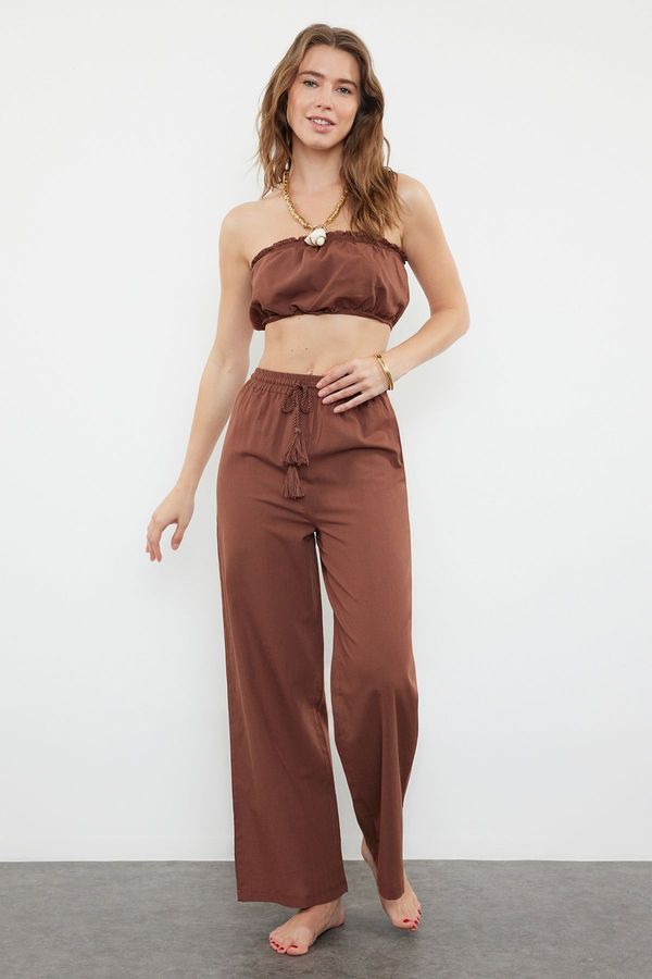 Trendyol Trendyol Brown Woven 100% Cotton Blouse and Trousers Set