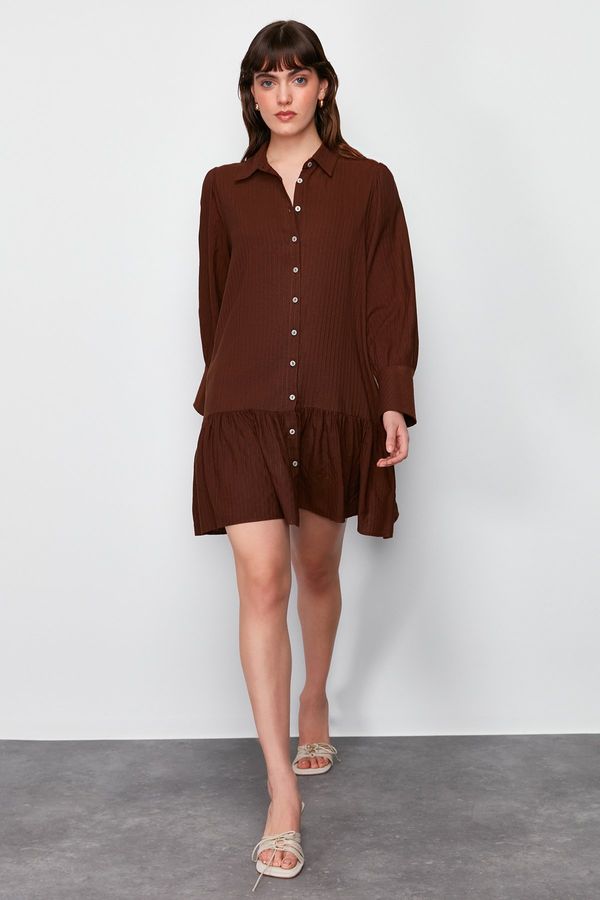 Trendyol Trendyol Brown Woven Mini Shirt Dress