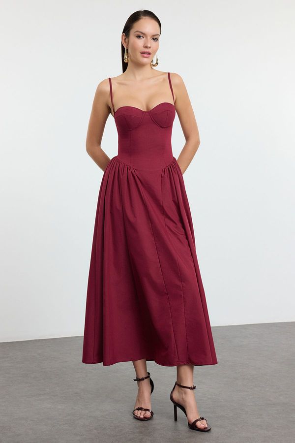 Trendyol Trendyol Burgundy A-Line Poplin Woven Dress