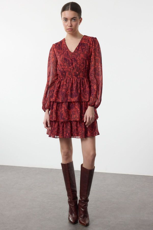 Trendyol Trendyol Burgundy Ethnic Mini Woven Dress