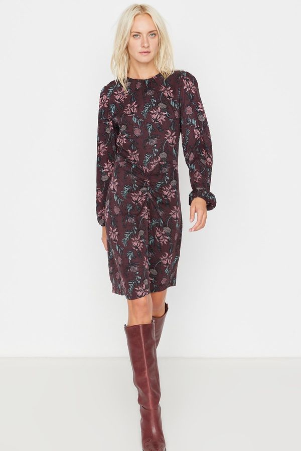 Trendyol Trendyol Burgundy Woven Gathered Detailed Woven Dress