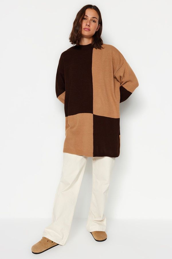 Trendyol Trendyol Camel Brown Color Blocked Knitwear Sweater