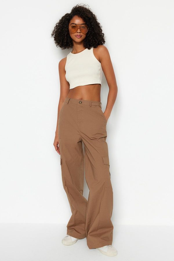 Trendyol Trendyol Camel Cargo Woven Trousers with Pocket