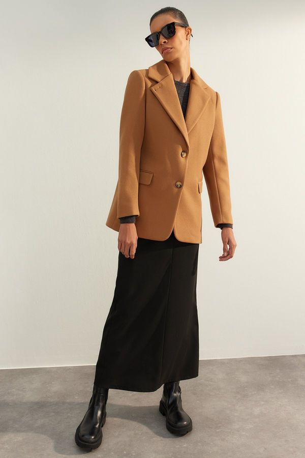 Trendyol Trendyol Camel Limited Edition Regular Lined Woven Blazer Jacket