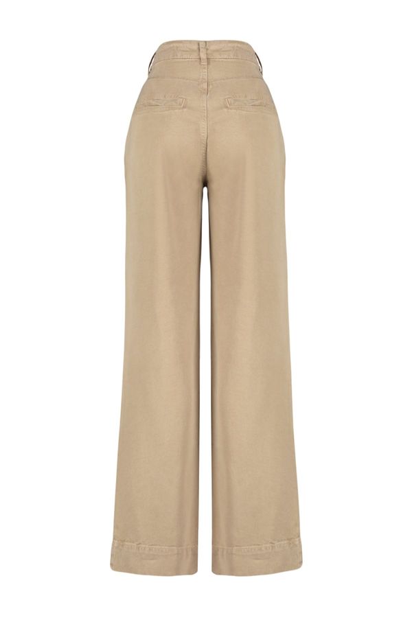 Trendyol Trendyol Camel More Sustainable Pleated High Waist Wide Leg Jeans