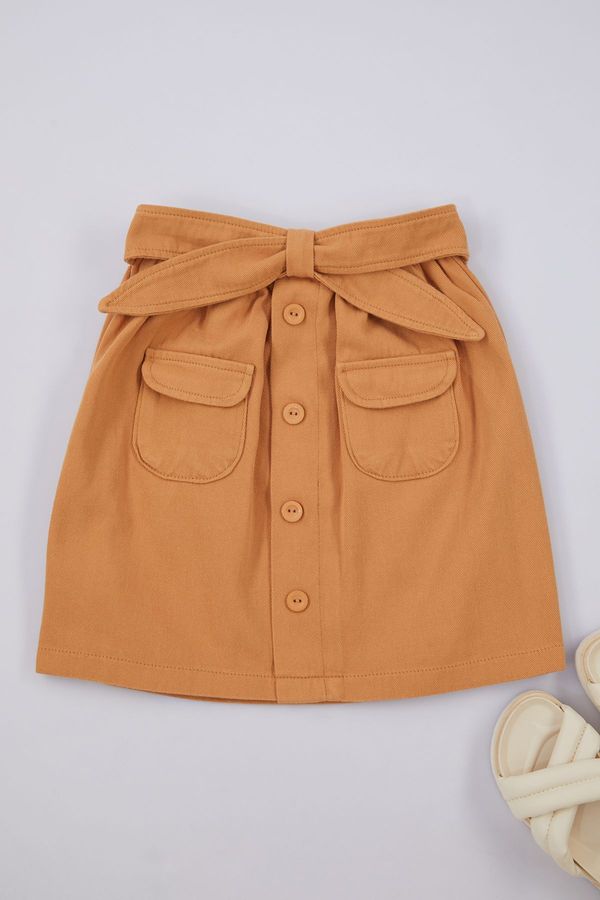 Trendyol Trendyol Camel Standard Plain Cotton Woven Skirt