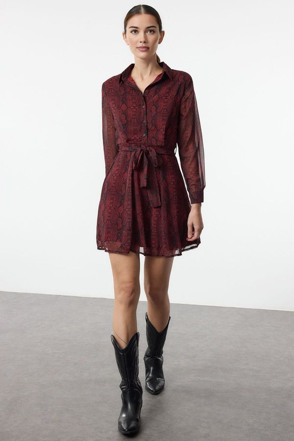 Trendyol Trendyol Claret Red Animal Mini Woven Dress