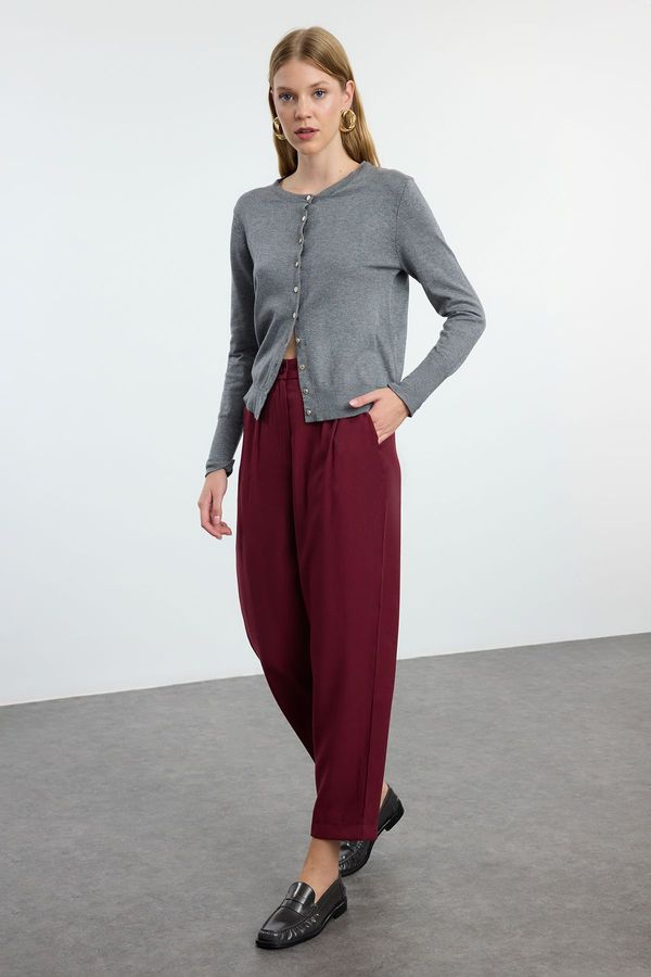 Trendyol Trendyol Claret Red Balloon Pattern Woven Trousers