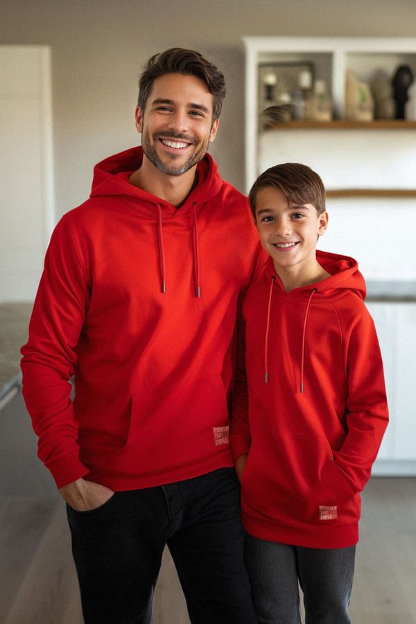 Trendyol Trendyol Claret Red Father-Son Unisex Printed Knitted Mini Me Sweatshirt