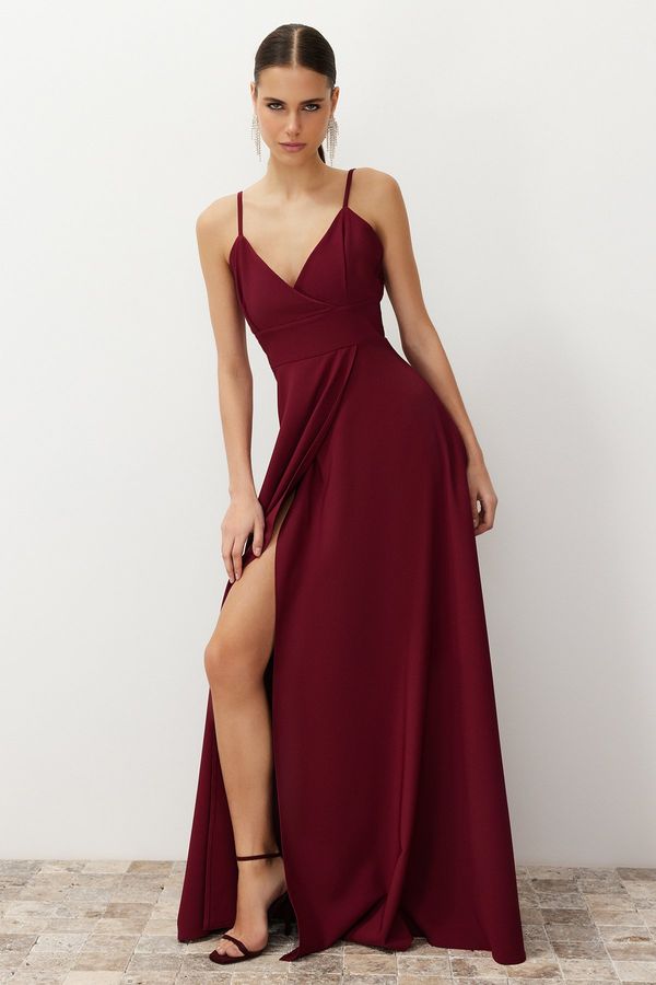 Trendyol Trendyol Claret Red Slit Detail Woven Long Elegant Evening Dress