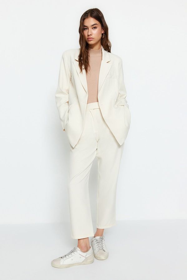 Trendyol Trendyol Cream Blazer Jacket-Pants Woven Bottom-Top Suit