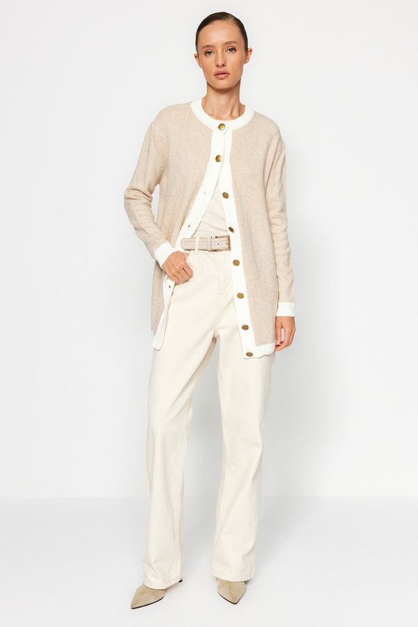 Trendyol Trendyol Cream Button Detailed Knitwear Cardigan