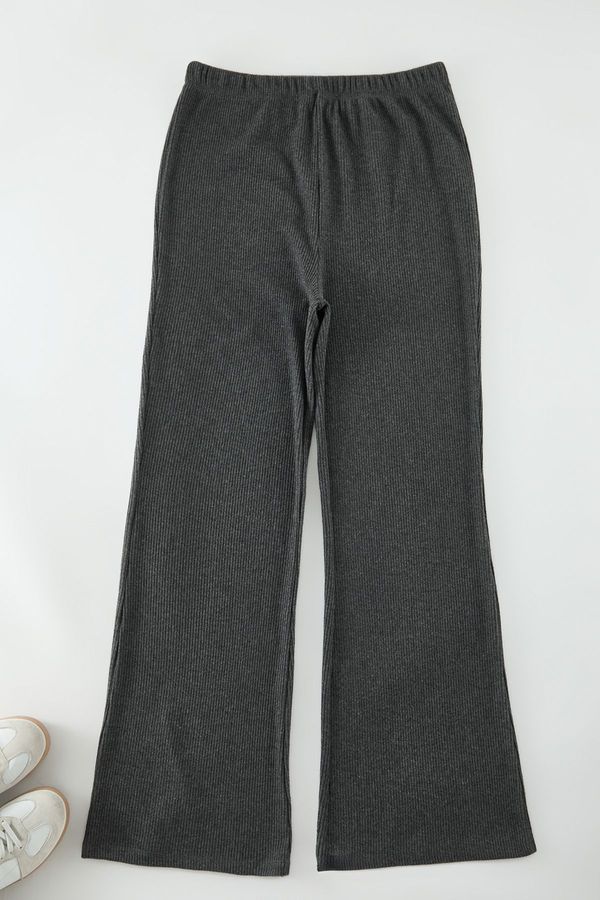 Trendyol Trendyol Curve Anthracite Flare/Spanish Leg Knitted Trousers