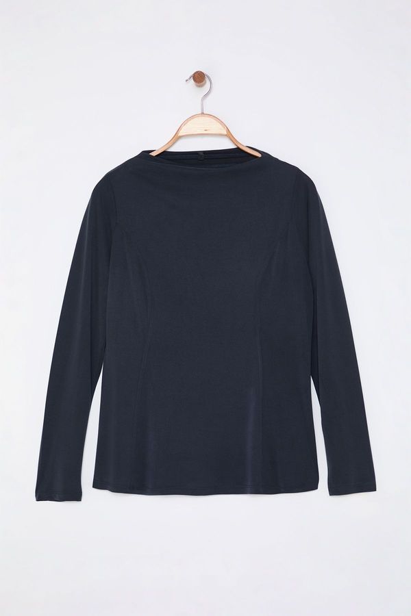 Trendyol Trendyol Curve Anthracite Stand Collar Ribbed Regular/Normal Pattern Knitted Blouse