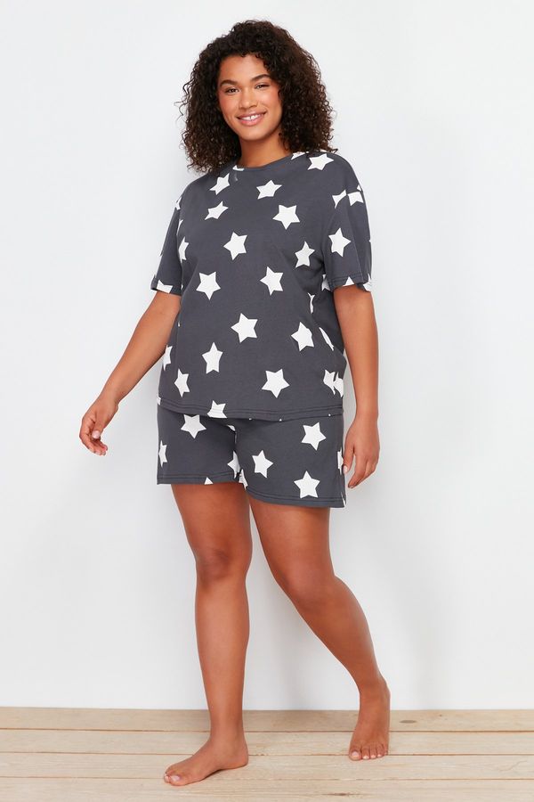 Trendyol Trendyol Curve Anthracite Star Patterned Knitted Pajama Set