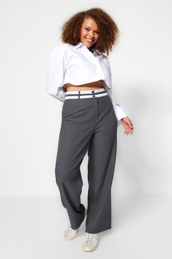 Trendyol Trendyol Curve Anthracite Stripe Woven Trousers