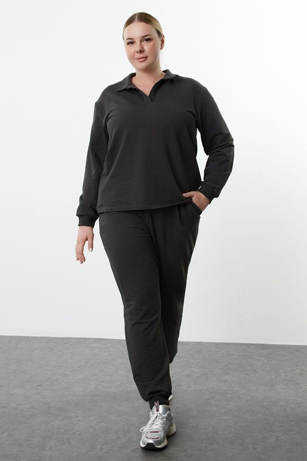 Trendyol Trendyol Curve Anthracite Thin Knitted Tracksuit Set