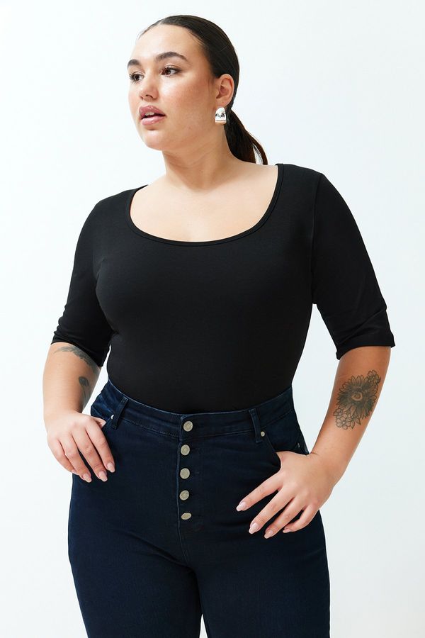 Trendyol Trendyol Curve Black 100% Cotton Knitted Blouse