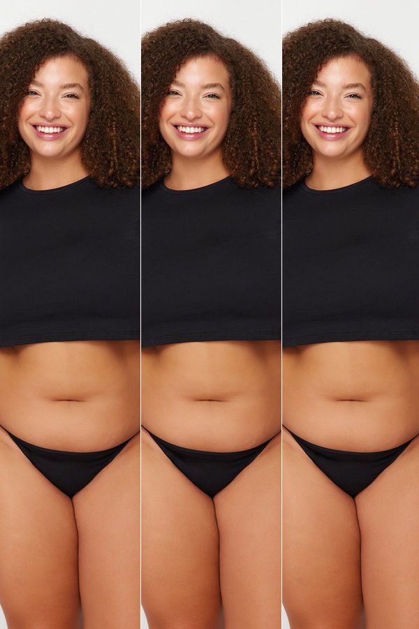 Trendyol Trendyol Curve Black 3-Pack Cotton Plus Size String Panties