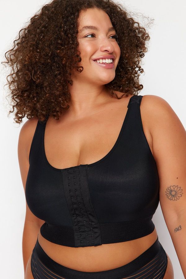Trendyol Trendyol Curve Black Agraf Closure Recovery Covered Soft Button Bra