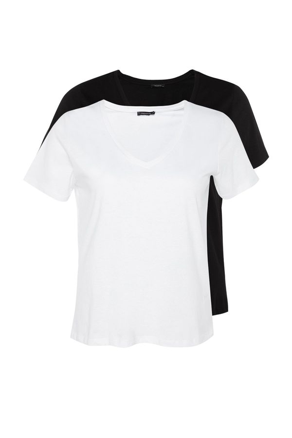 Trendyol Trendyol Curve Black and White 2-Pack Basic Knitted T-Shirt